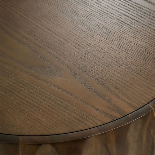 Round Solid Wood Carved Coffee Table with Elegant Sculptural Design
