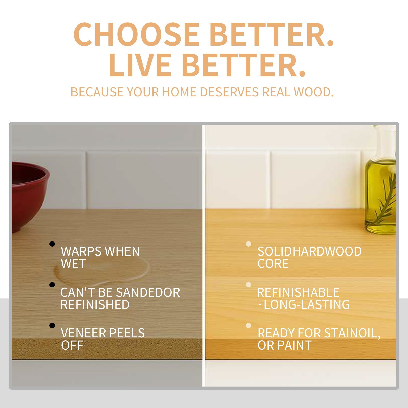 Birch Butcher Block Countertop 1.5'' Thick