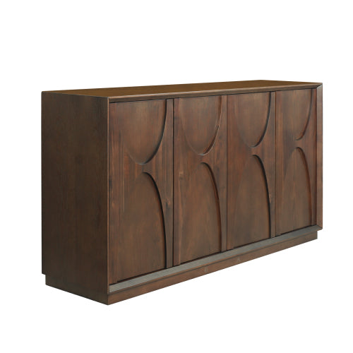 Modern 4-Door Wooden Cabinet with Adjustable Shelves