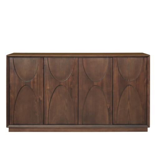 Modern 4-Door Wooden Cabinet with Adjustable Shelves